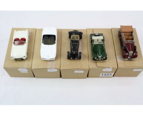 Five 1:43 Western Models metal models, in custom brown boxes, to include Mercedes Benz 300 Pullman Cabriolet 1938, Morgan Plu