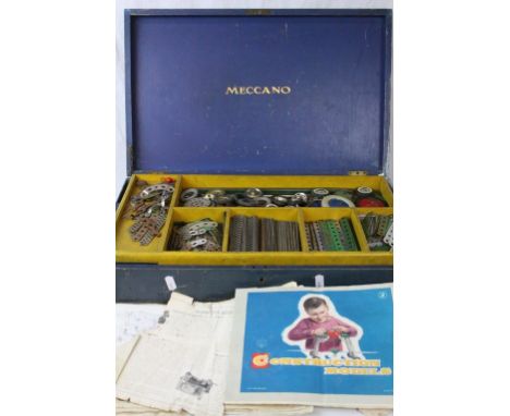 Boxed vintage Meccano set, to include base plates, pulleys, wheels etc together with instructions