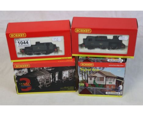 Four boxed Hornby OO Gauge accessories to include R 2539 BR 0-4-2T Class 14XX Locomotive '1464', R 2679 GWR 0-6-0 Terrier Cla