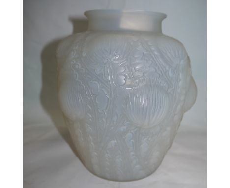 A Lalique Domremy opalescent thistle vase, No 979, signed in script 'R Lalique France', 8½"