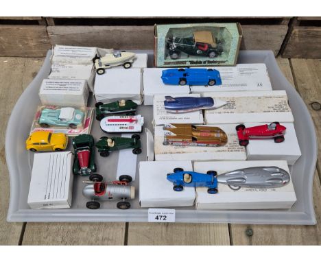 A Tray of vintage Racing car vehicles;1983 Thrust 2, 1935 blue bird, 1947 Railton Mobil special &amp; many more