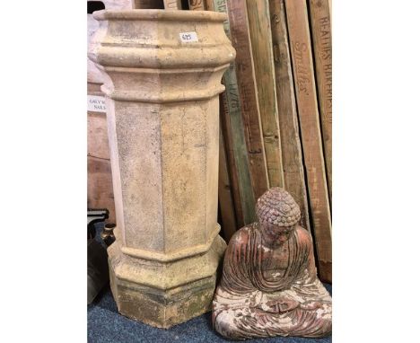 A Large chimney Garden planter together with sitting buddha garden ornament