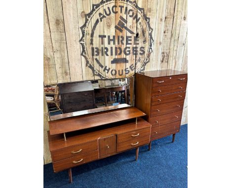 Austin suite mid century six drawer chest together with matching four drawer dressing table