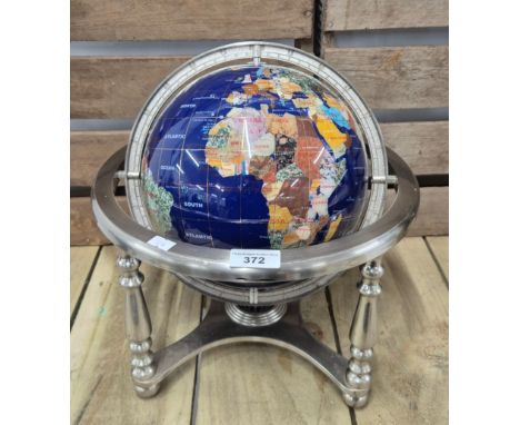 Semi precious stone desk Globe on stand [32cm high]