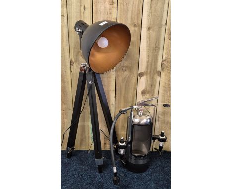 Reproduction Tripod spot light together with fire extinguisher drinks dispenser [96cm in height]