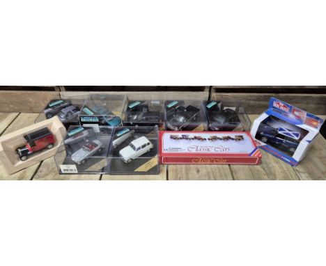 A collection of boxed &amp; loose car &amp; truck vehicles; Vitesse car models, classic car gift set &amp; box of loose playw