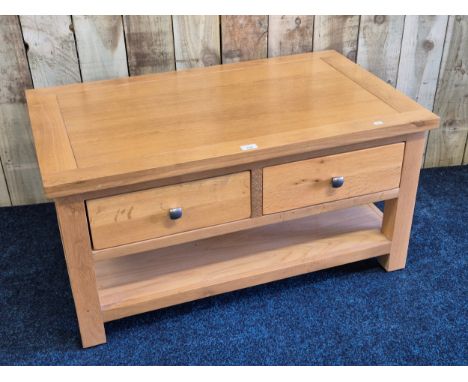 Contemporary light oak two drawer coffee table [50x100x60cm]