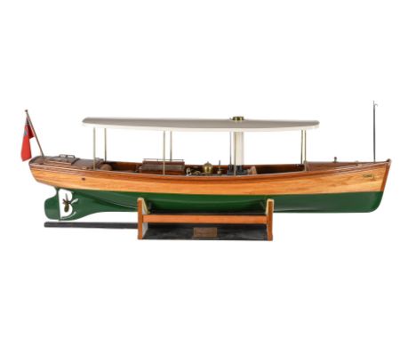 A fine quality model of a Windemere steam powered launch, with detailed planking and brass-work fittings below passenger cano