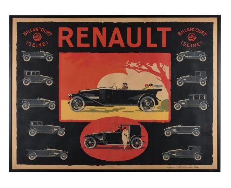 Renault Billancourt SeinePrinted by J. Minot, Paris, ca. 1919Lithograph, advertising poster160 x 118cm, framed Condition Repo