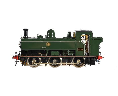 A gauge 1 Aster model of a 0-6-0 Great Western Railway Pannier tank locomotive No 3738. The model being spirit fired and live