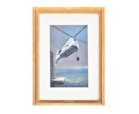 A print featuring an image of a helicopter in seascape. 53 x 74cmMounted, framed and glazed