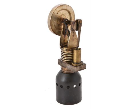 A small model vertical hot air engine. Height 18cm.From the collection of the late Mr Duncan Laidlaw of Bristol  