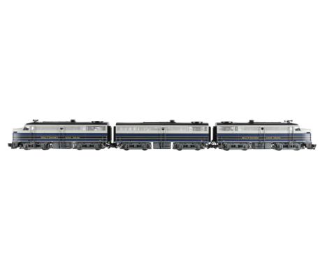 An Aristocraft  G gauge 1/29th scale model of a Baltimore & Ohio diesel three section American  Santa Fe freight locomotive N