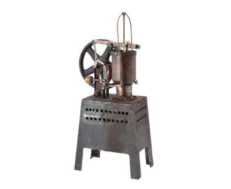 A model of a hot air engine, with spoked flywheel 16cm in diameter. Base 21cm by 14cm. Height 54cm.From the collection of the
