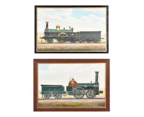 Edwin Thomas Rudd aka 'F Moore' (1861-1940)  Locomotive 28 London and Birmingham, Overpainted photograph Signed 42 x 62.5cm (