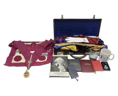 Quantity of Masonic regalia to include aprons, sash ties etc