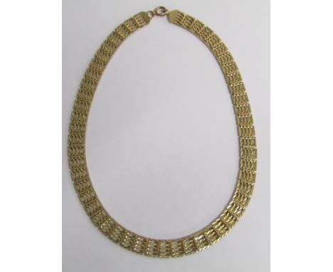 9ct gold 5 bar gate collar necklace - total weight 28.4g&nbsp;