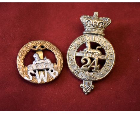 24th Second Warwickshire Regt of Foot Glengarry Badge and South Wales Borderers Forage Cap Badge (Gilding-metal and Bi-metal)