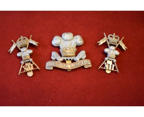 The 12th (Prince of Wales's Royal) Lancers Victorian  Cavalry Field-Service Cap Badge (Bi-metal), slider, first type. K&amp;K