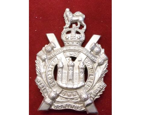 King's Own Scottish Borderers Regiment Victorian Helmet Plate, 1901-1914 Issue. K&amp;K: 382. (White-metal, lugs and 77mm in 