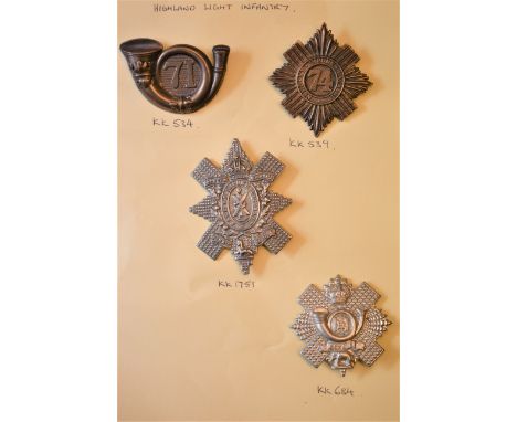 71st &amp; 74th Highland Light Infantry Glengarry Badges, 9th Battalion Glasgow Highlanders Highland Light Infantry with Fora