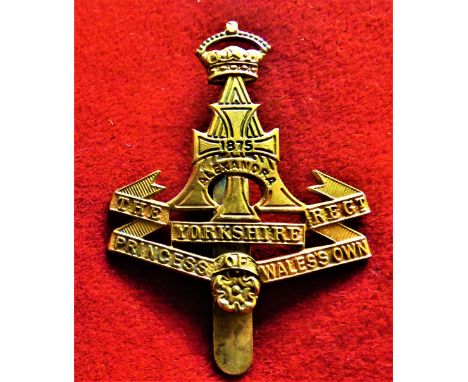 Alexandra, Princess of Wales's Own (Yorkshire Regiment) Forage Cap Badge (Gilding-metal), slider. K&amp;K: 616