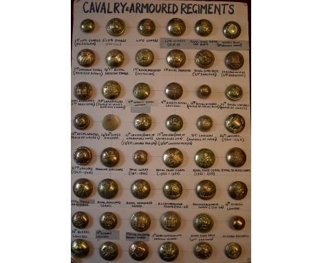 British Military Cavalry and Armoured Regiment Button Collection (48) including: 1st Life Guards, 2nd Life Guards, Queen's Ba