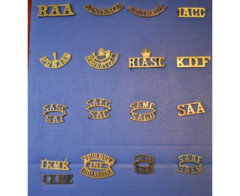 British and Commonwealth Shoulder Titles (17) including: Royal Australian Artillery, 1st Punjab, Mahratta Light Infantry, Roy