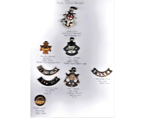 The Royal Sussex Regt Collection with Officers (Silver-Plated &amp; Enamel)  White F.S. Helmet and Forage Cap Badge, Collar B