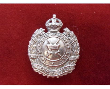 10th London Regiment (Paddington Rifles) Cap Badge (White-metal), two lugs same as above but with non-voided centre, this reg