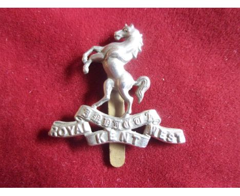 The Queen's Own (Royal West Kent Regiment) WWI Cap Badge (White-metal), slider. K&amp;K: 668-The Queen's Own (Royal West Kent