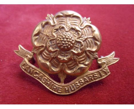 Lancashire Hussars Cap Badge (Gilding-metal), two lugs, sealed 1903. K&amp;K 1349
