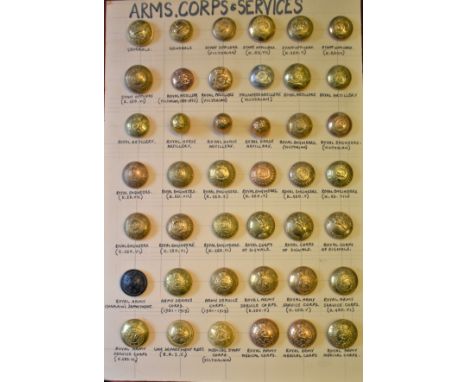 British Military Army Corps and Services Button Collection (42) including: Generals, Staff Officers, Royal Artillery, Royal E