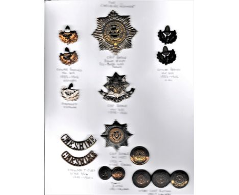 Cheshire Regt Collection: 22nd Regt of Foot Glengarry/Helmet Plate (Bi-metal), Cheshire Regt Cap Badges (2) variants, 1898-21