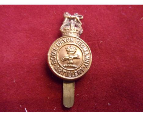 Royal Devonshire Yeomanry (Artillery) WWII Cap Badge (Brass), slider. K&amp;K: 2302
