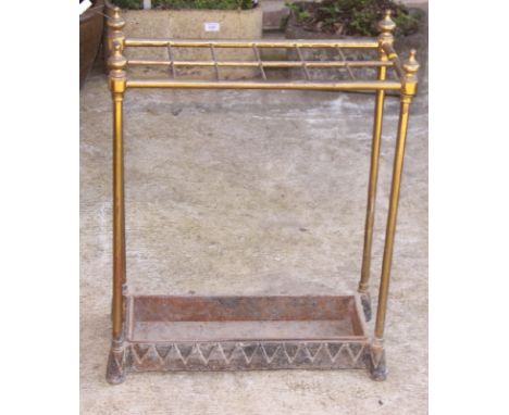 An early 20th Century tubular brass framed stick stand