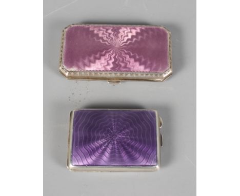 Two silver guilloche enamel cases