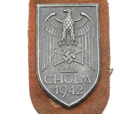 German WWII type Wehrmacht Cholm 1942 battle shield. P&amp;P Group 1 (£14+VAT for the first lot and £1+VAT for subsequent lot