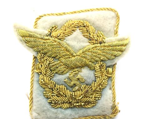 German WWII type Luftwaffe Generaloberst single collar tab, gold embroidered on a light blue flash. P&amp;P Group 1 (£14+VAT 
