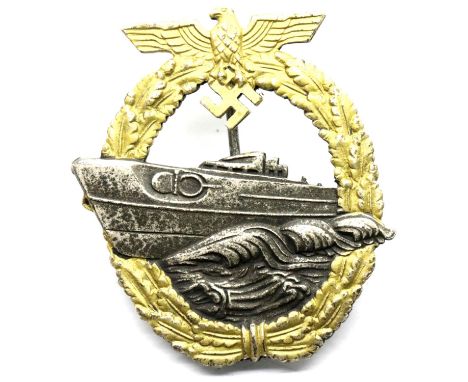 German WWII type Kriegsmarine E-boat badge, marked PEEKHAUS verso. P&amp;P Group 1 (£14+VAT for the first lot and £1+VAT for 