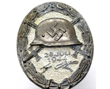German WWII type 1944 dated Wound badge in silver for those wounded in the failed assassination attempt. P&amp;P Group 1 (£14
