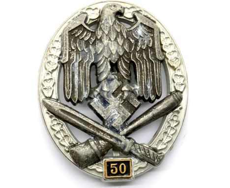 German WWII type Wehrmacht General Assault award for 50 engagements. P&amp;P Group 1 (£14+VAT for the first lot and £1+VAT fo