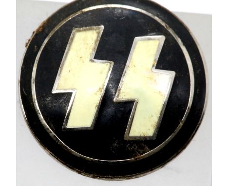 German WWII type SS enamelled pin badge marked RZM verso. P&amp;P Group 1 (£14+VAT for the first lot and £1+VAT for subsequen