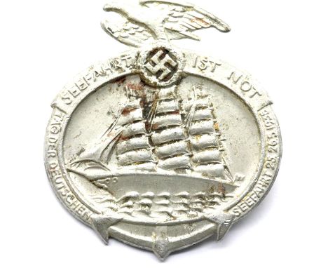 German Third Reich type Kriegsmarine Day of German Seafaring badge, indistinctly marked verso. P&amp;P Group 1 (£14+VAT for t