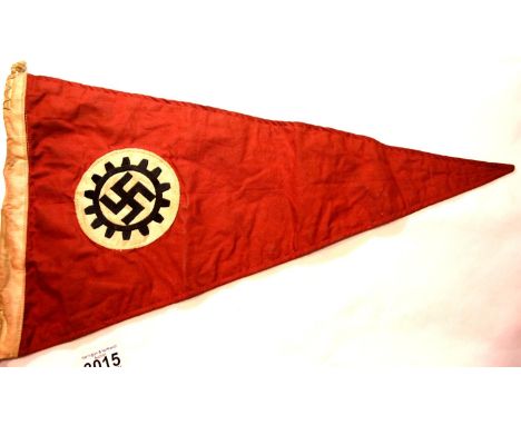 German Third reich type Labour Front large scale embroidered pennant, L: 52 cm. P&amp;P Group 1 (£14+VAT for the first lot an