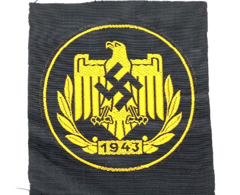 German Third Reich type NRSL 1943 embroidered patch. P&amp;P Group 1 (£14+VAT for the first lot and £1+VAT for subsequent lot