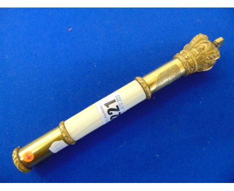 Ivory and gilt /gilded brass tipstaff, unscrewing Crown, '(Aberdeen Coat of Arms)', 8", 20 cm, exceptionally rare