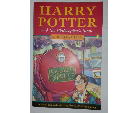 J.K.ROWLING - Harry Potter and the Philosopher's Stone, soft cover, FIRST EDITION with copyright text Joanna Rowling, repetit