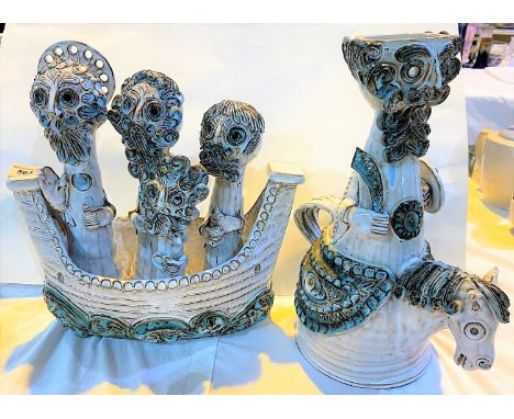Two studio pottery modern ceramic sculptures 