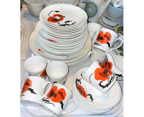 A 47 piece "Cornflower" part dinner and tea service by Susie Cooper for Wedgwood; 